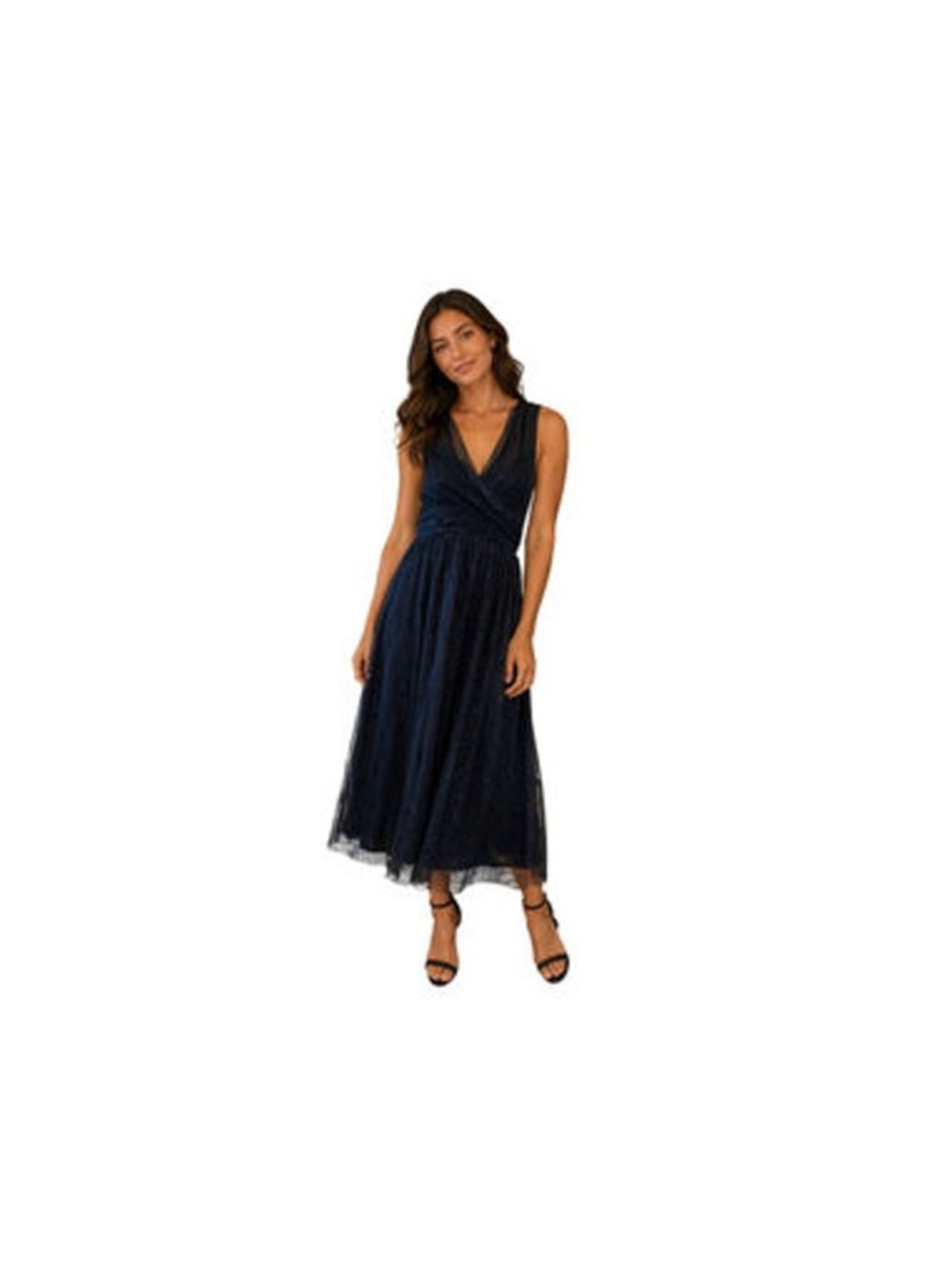 NWT chiffon polka dot lined v neck dress summer prom formal sz L LULUS black NEW